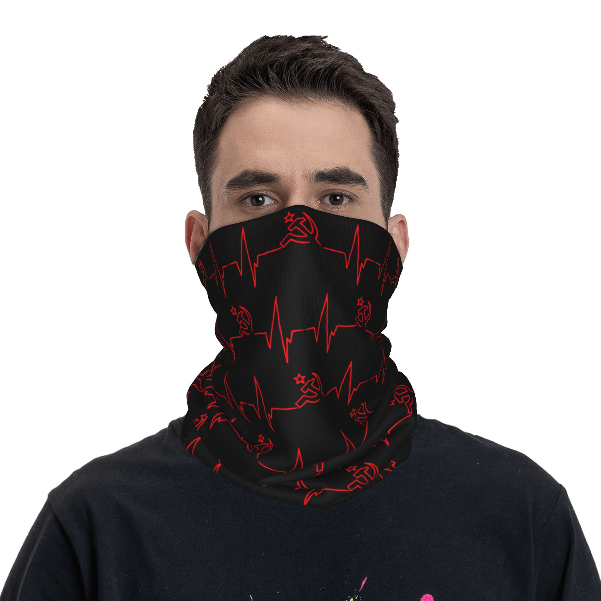 Custom Heartbeat Russian Flag  - Neck Gaiter Face Cover ulasan dan harga