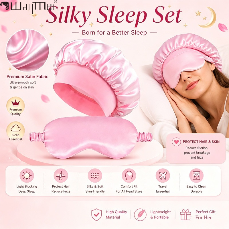  Satin Bonnet Sleep Eye Mask  - Mask Lanyard Adjustable ulasan dan harga