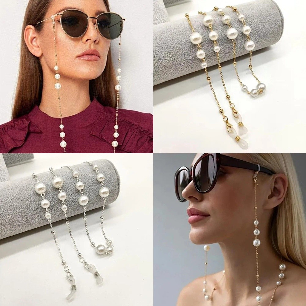 Trendy Pearl Beaded Sunglass C - Mask Lanyard Adjustable ulasan dan harga