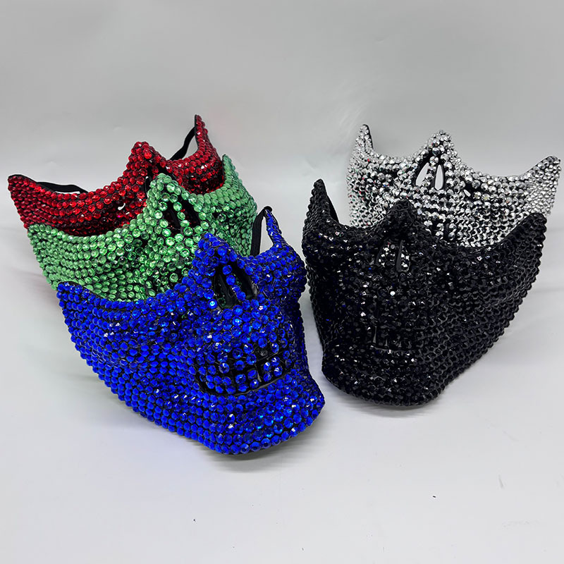 Rhinestone Half Skull Mask for - Respirator Half Face ulasan dan harga