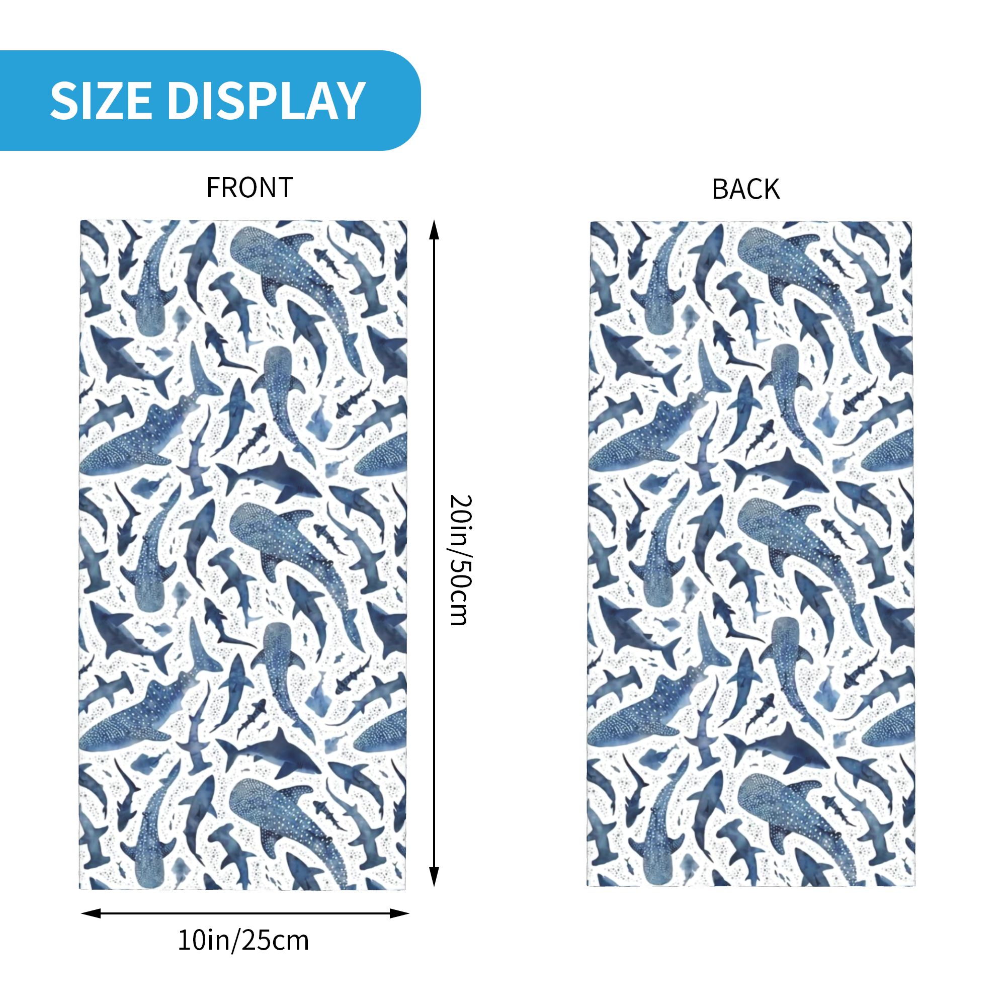 Custom Blue Watercolour Shark  - Neck Gaiter Face Cover ulasan dan harga
